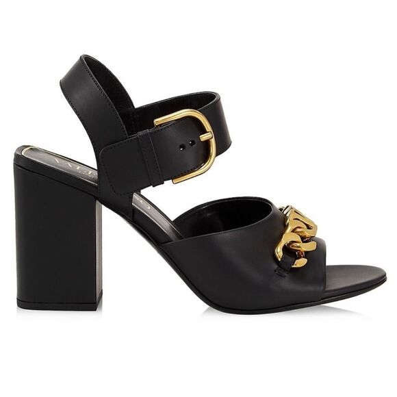 NEW Valentino VLogo Chain Block Heel 85mm Sandals Black Noir Size 10 - Picture 13 of 13